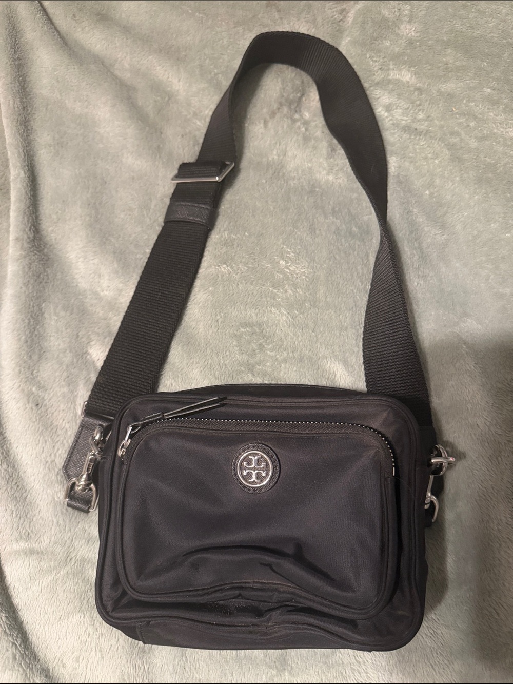 Tory Burch Black Nylon Messenger Crossbody Bag